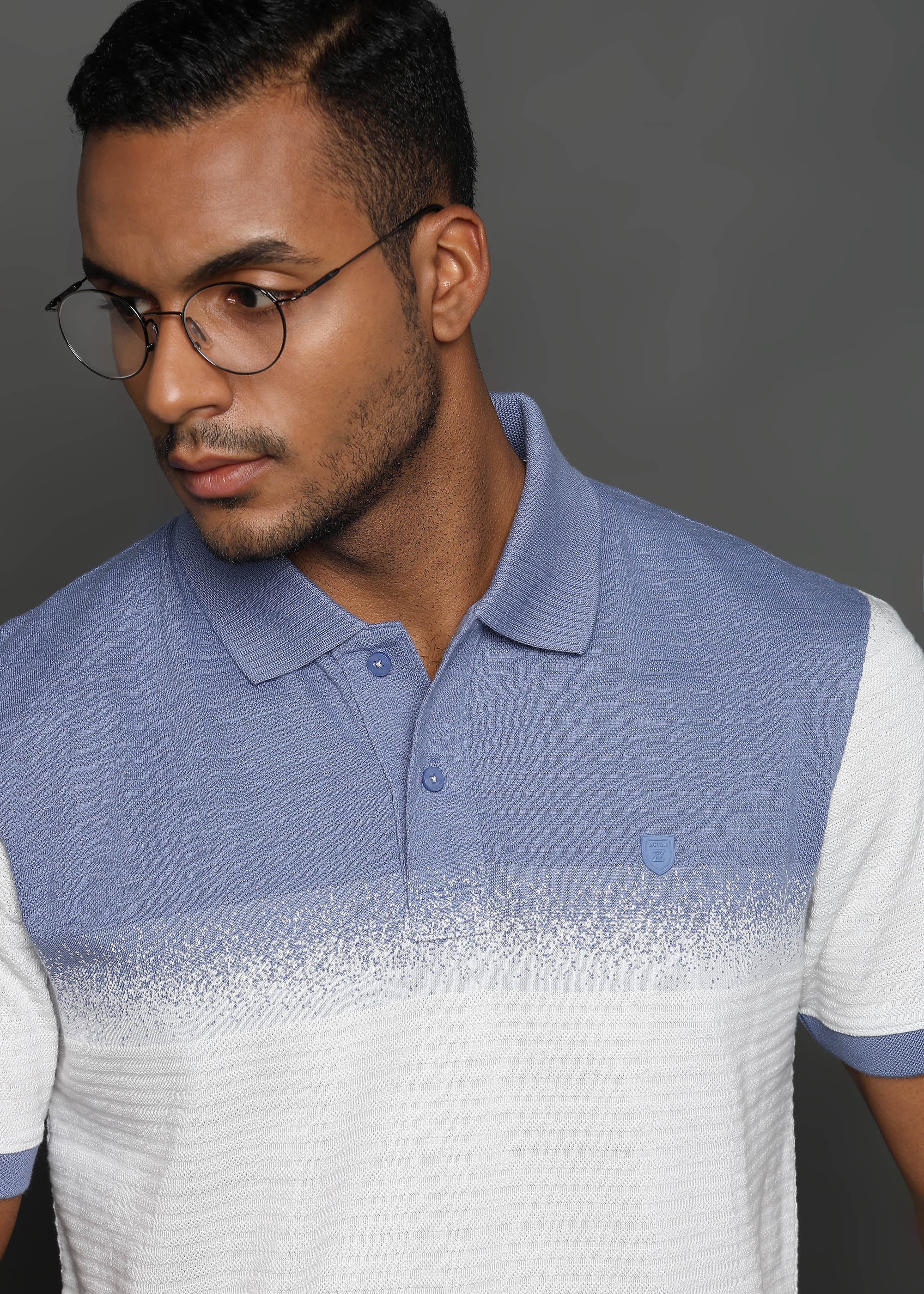 Spray Jacquard Structure Stripes Blue and White