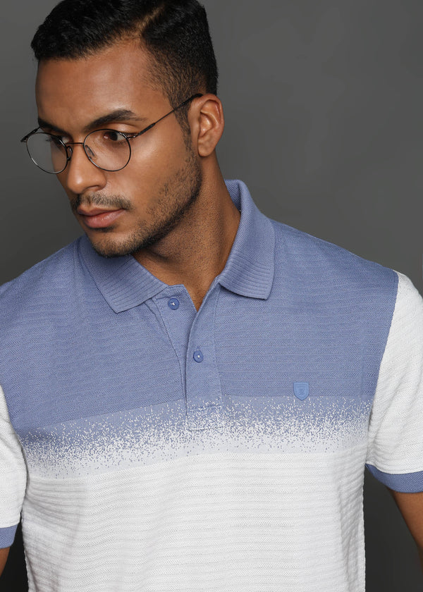 Spray Jacquard Structure Stripes Blue and White