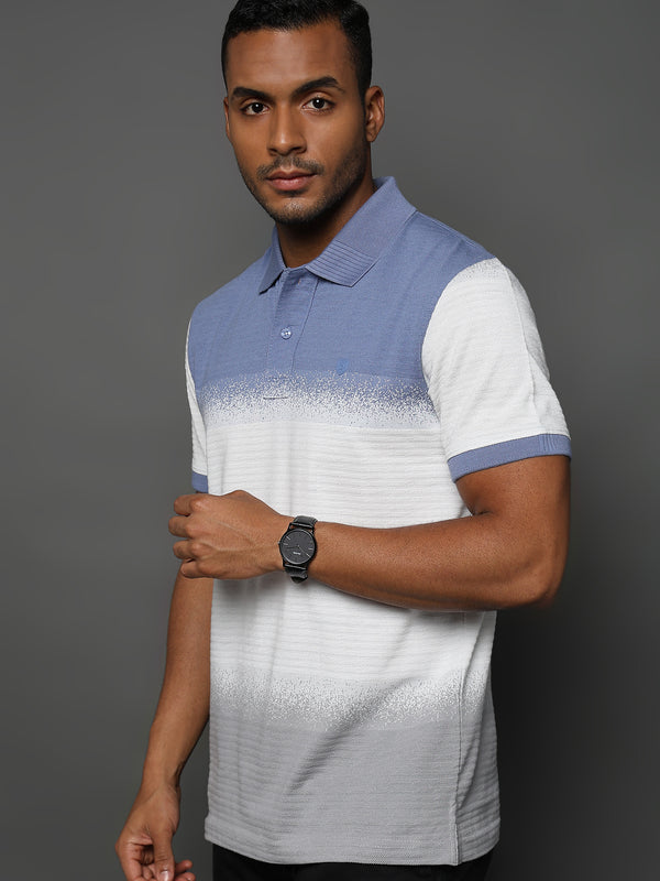 Spray Jacquard Structure Stripes Blue and White