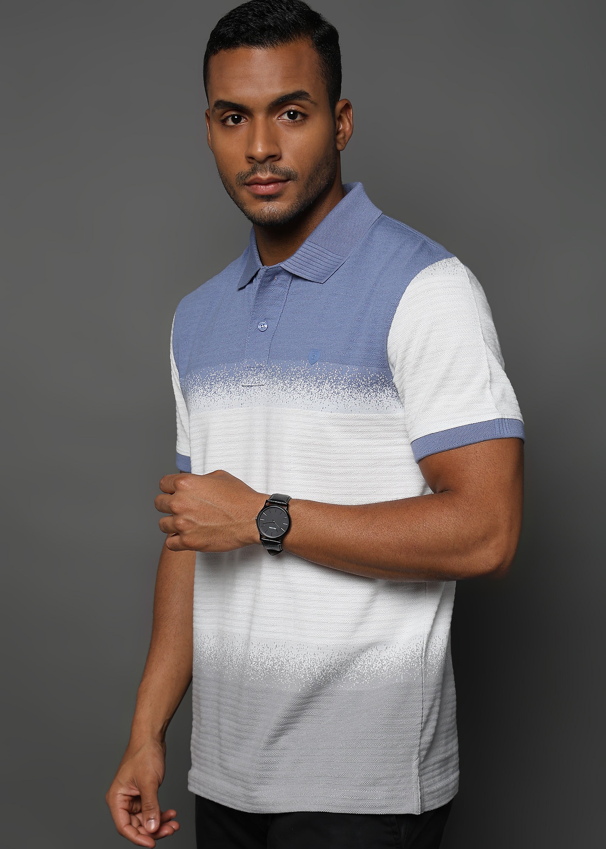 Spray Jacquard Structure Stripes Blue and White