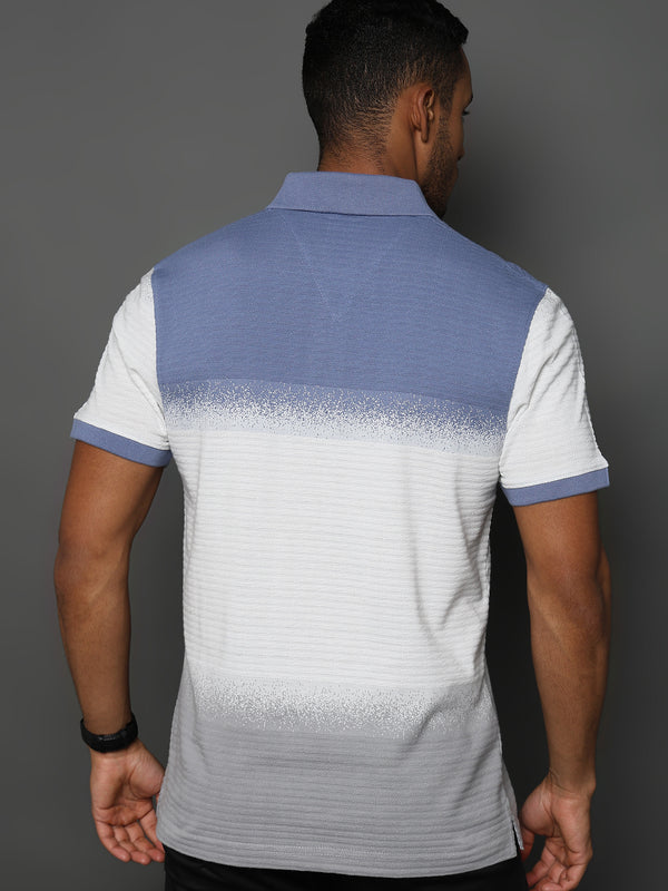 Spray Jacquard Structure Stripes Blue and White