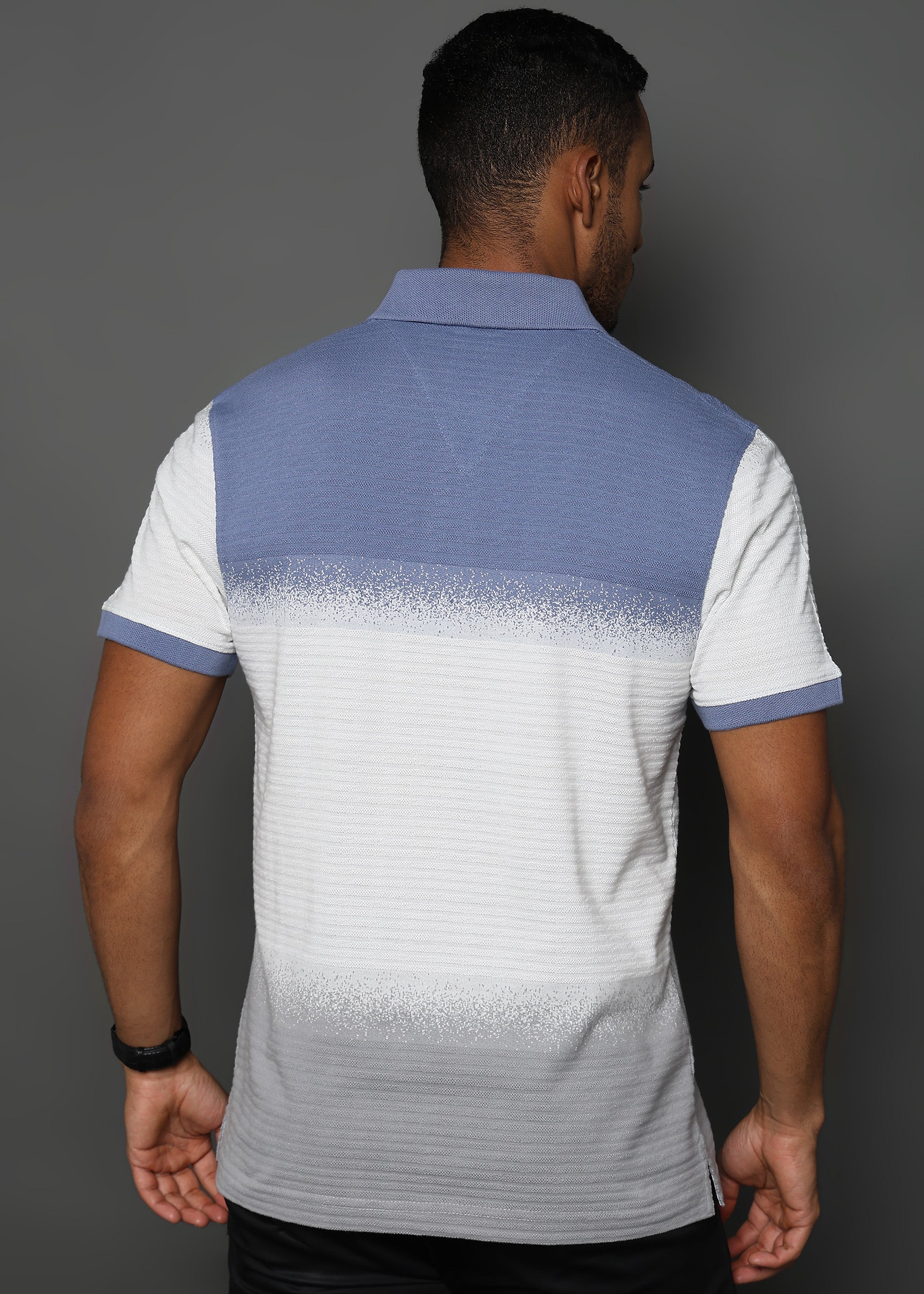 Spray Jacquard Structure Stripes Blue and White