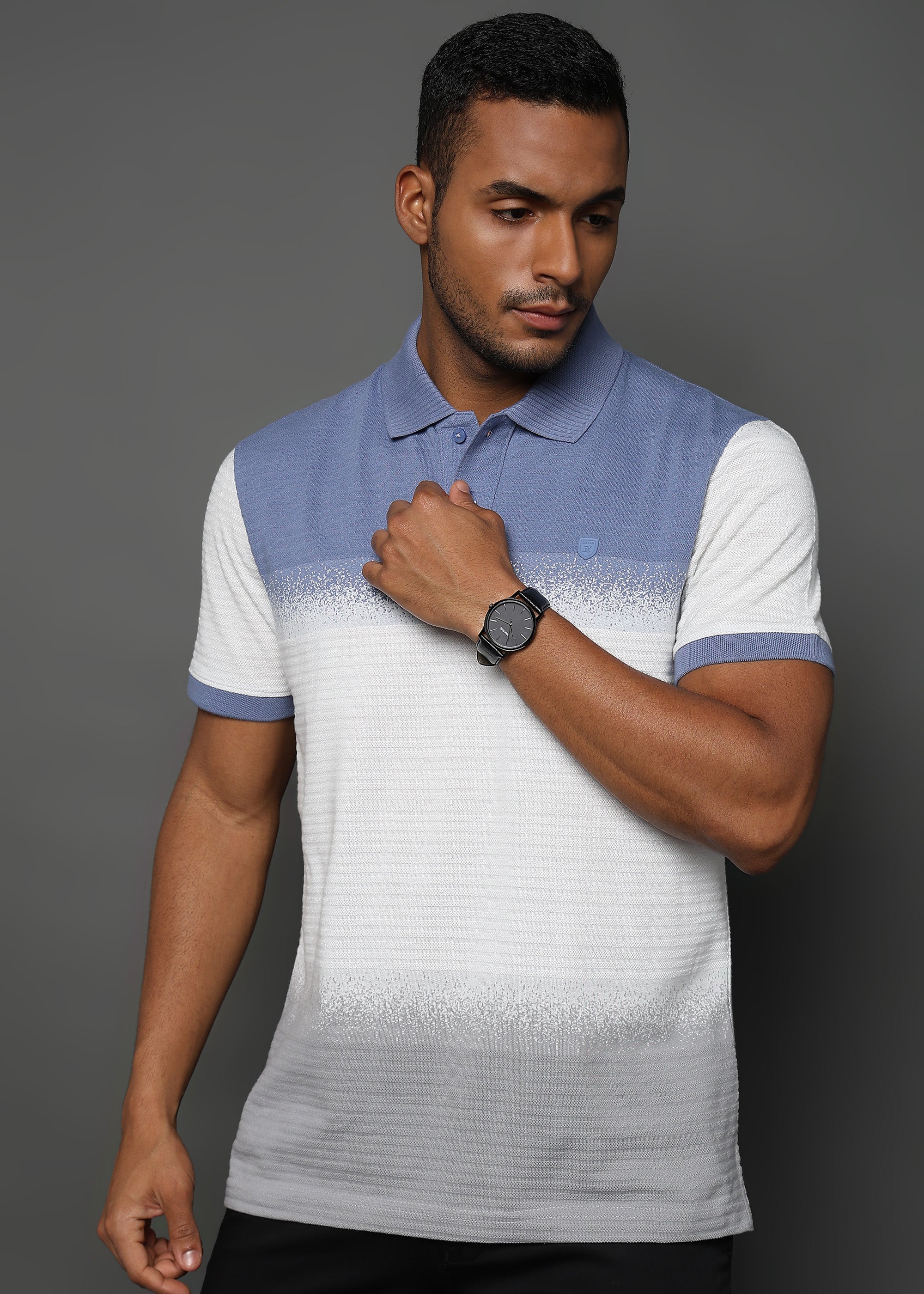Spray Jacquard Structure Stripes Blue and White