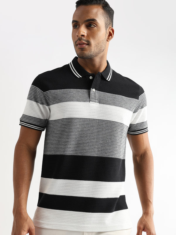 Zigzag Structured Black and White Stripes