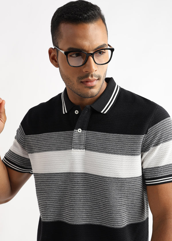 Zigzag Structured Black and White Stripes