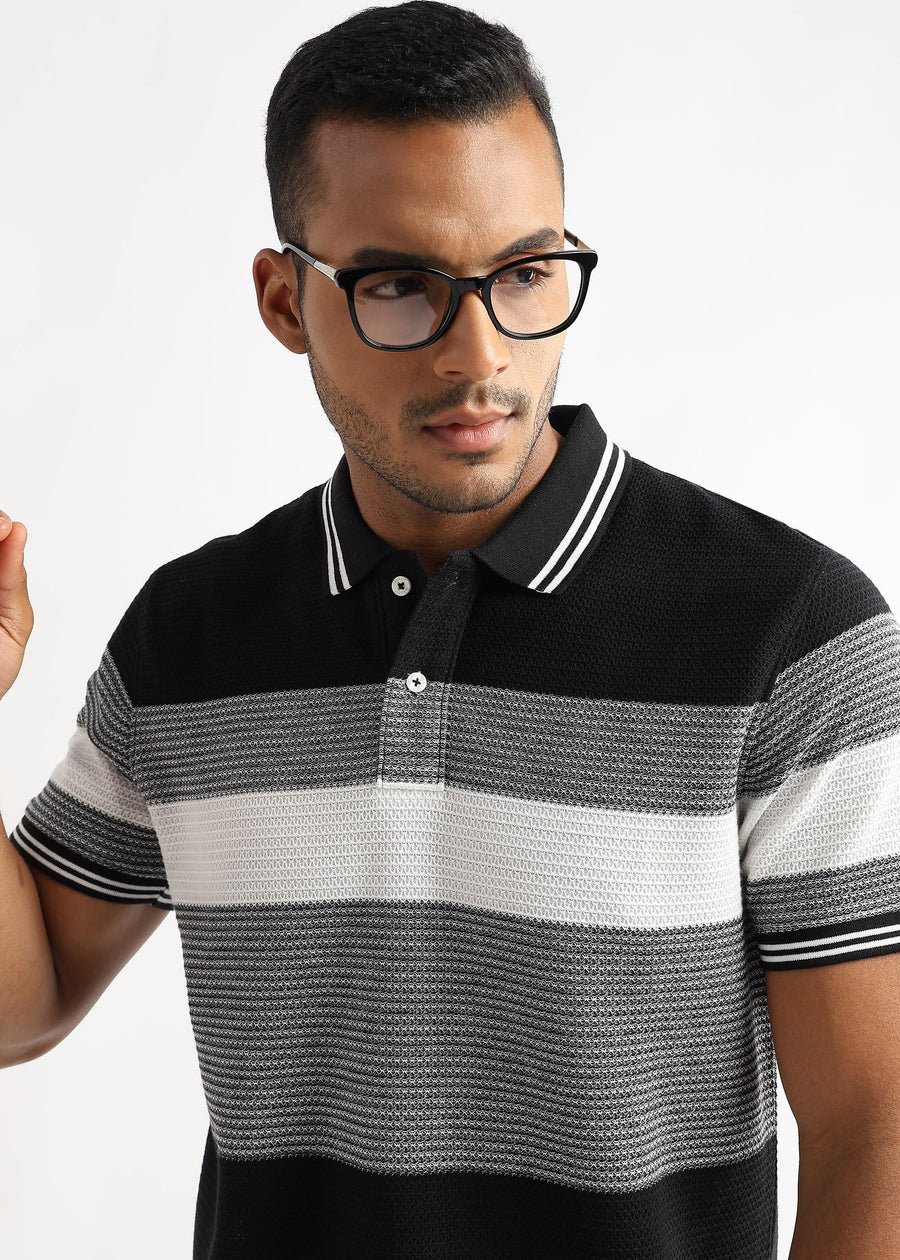 Zigzag Structured Black and White Stripes