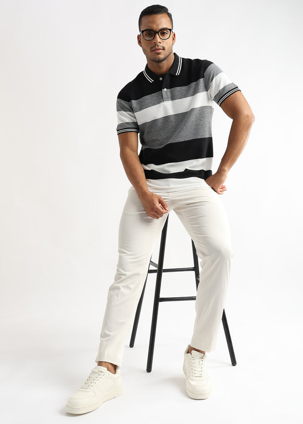 Zigzag Structured Black and White Stripes