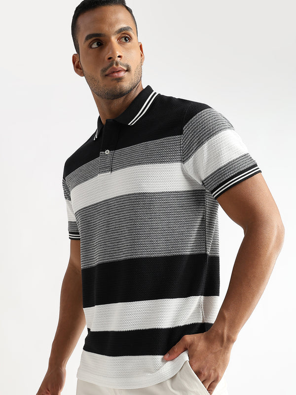 Zigzag Structured Black and White Stripes