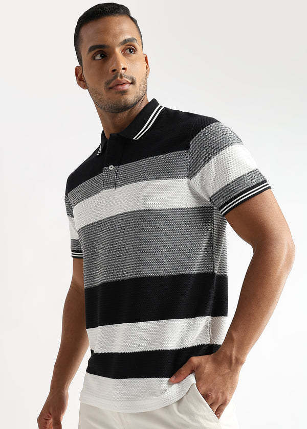 Zigzag Structured Black and White Stripes