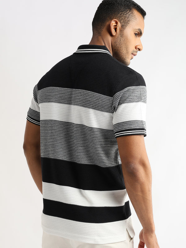 Zigzag Structured Black and White Stripes
