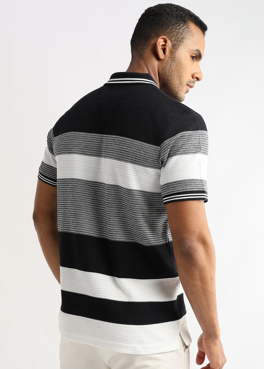 Zigzag Structured Black and White Stripes
