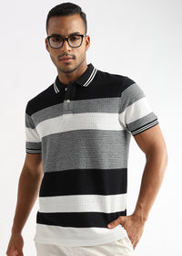 Zigzag Structured Black and White Stripes