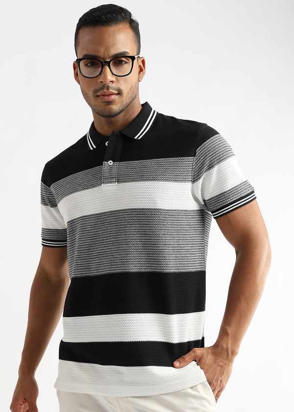 Zigzag Structured Black and White Stripes