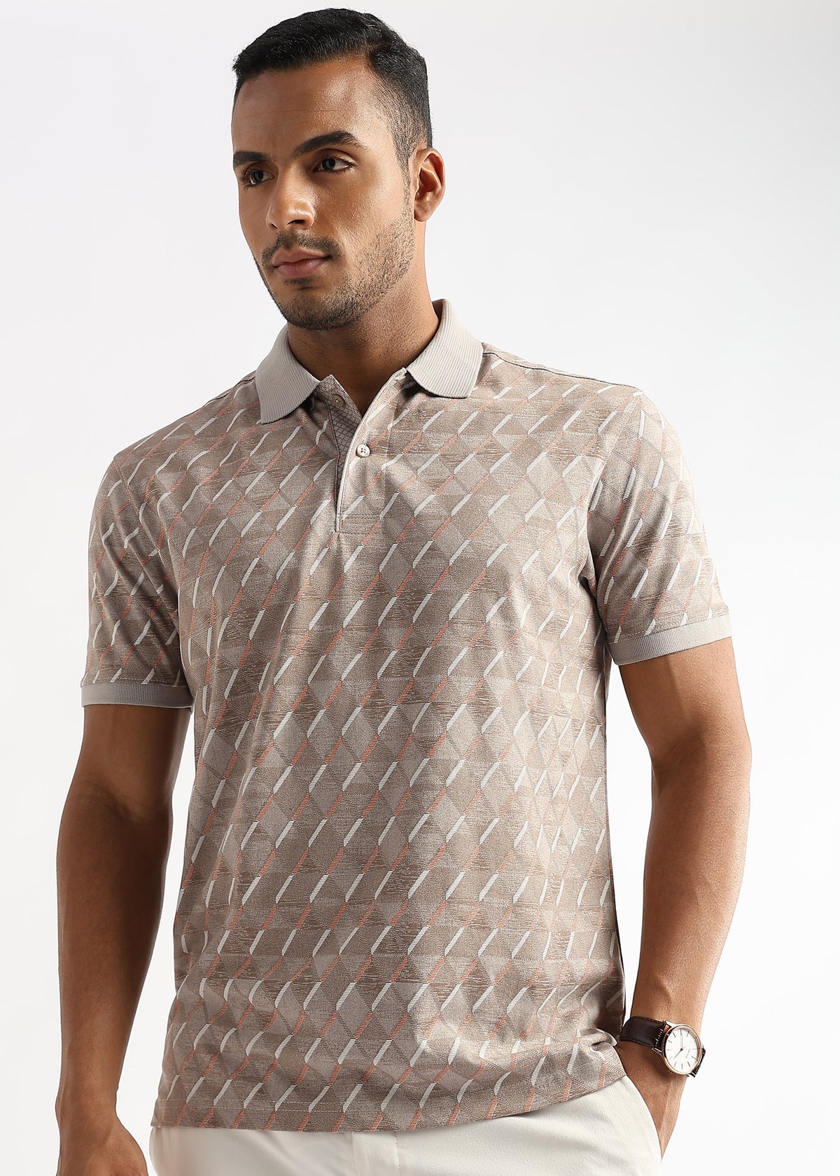 Warm Taupe Diagonal Prints