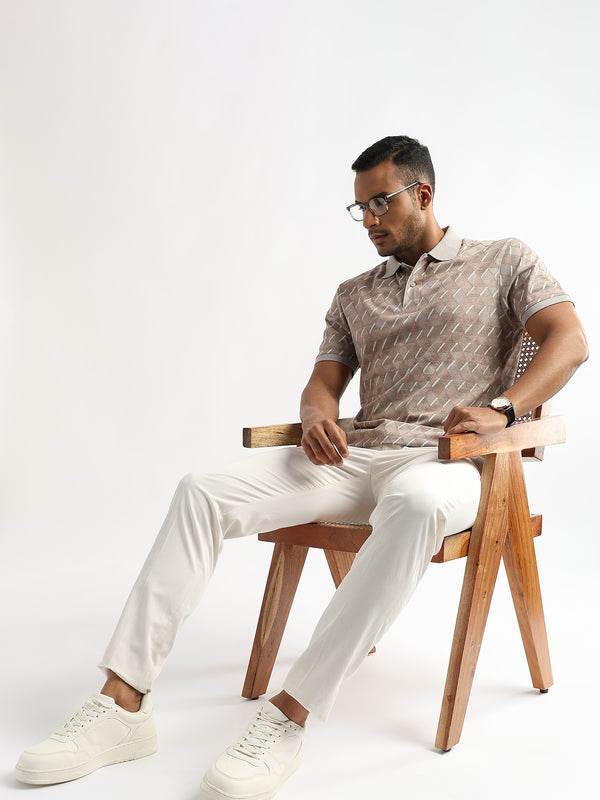 Warm Taupe Diagonal Prints