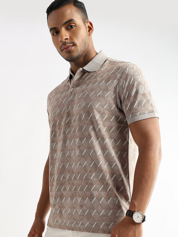 Warm Taupe Diagonal Prints