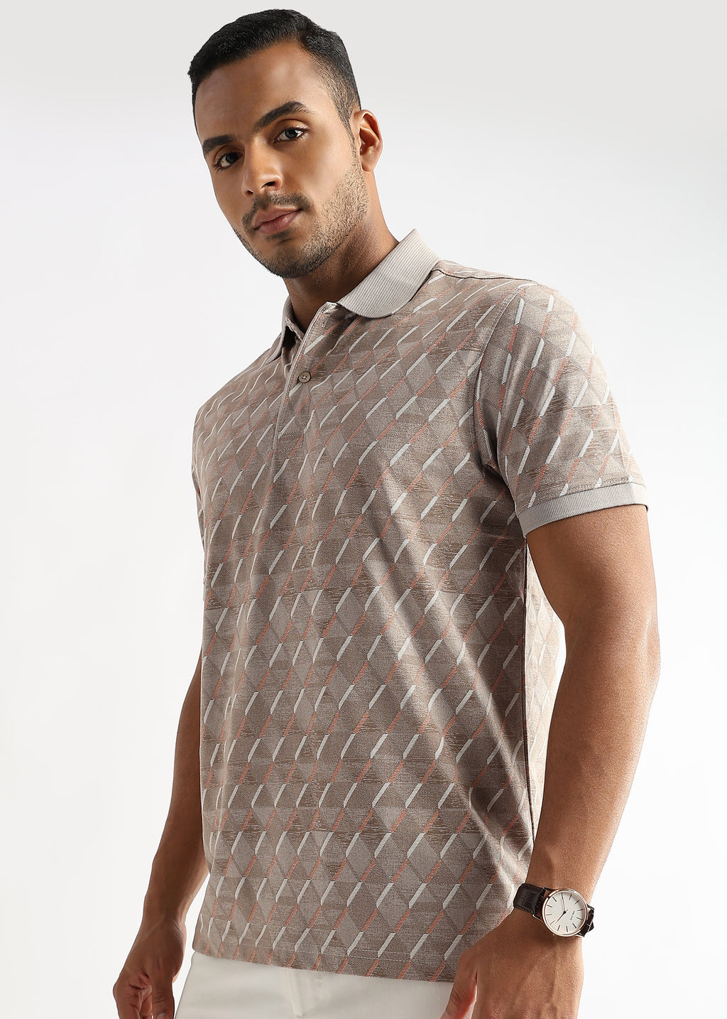 Warm Taupe Diagonal Prints