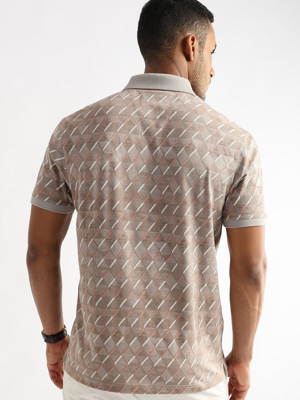 Warm Taupe Diagonal Prints