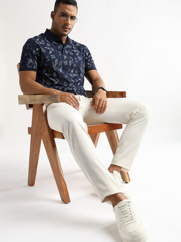 Pageant Blue Leaves and Buds Print