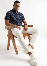 Pageant Blue Leaves and Buds Print