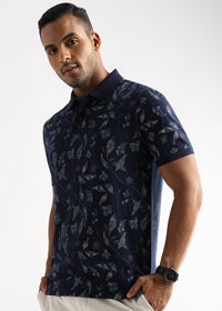 Pageant Blue Leaves and Buds Print