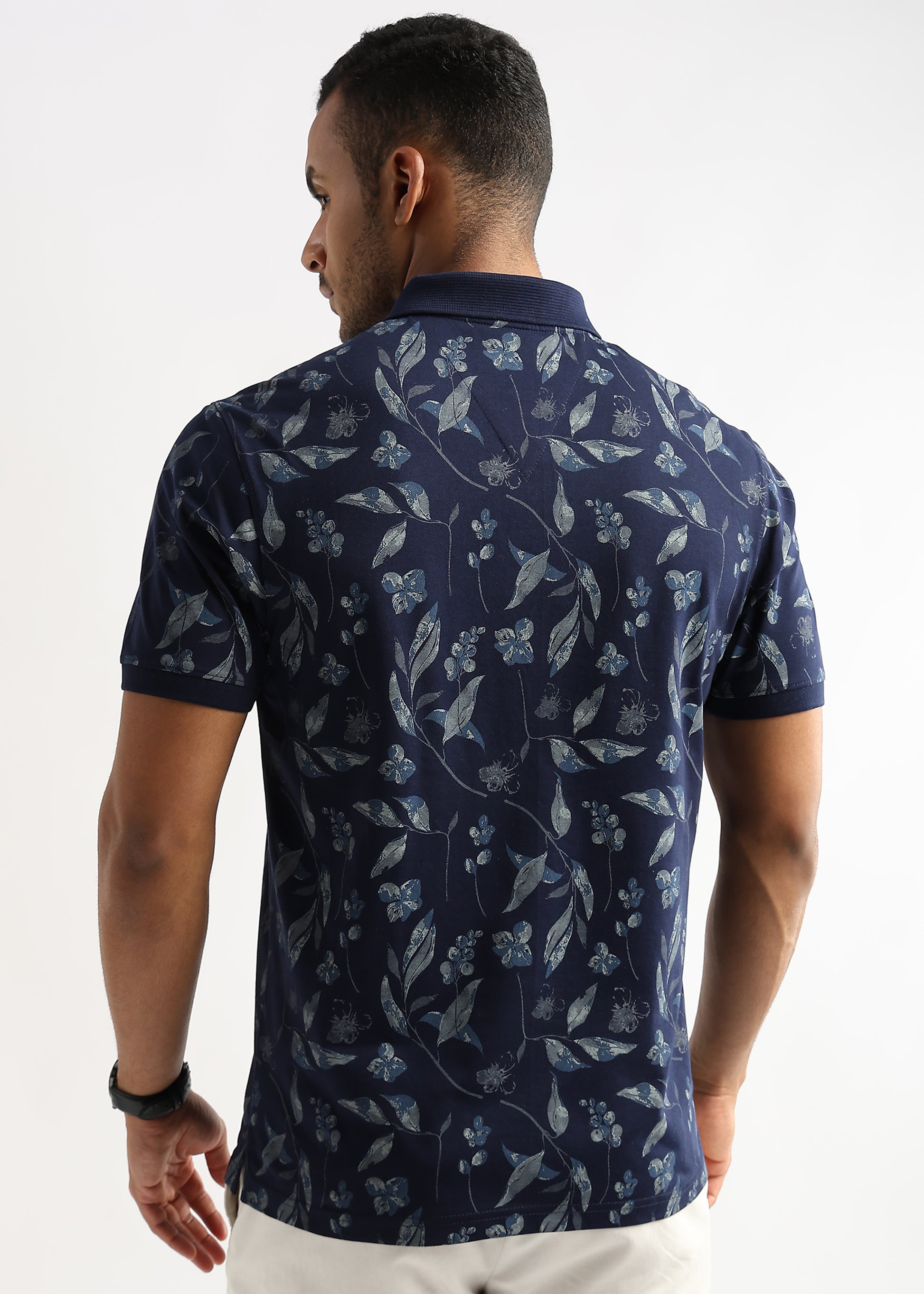 Pageant Blue Leaves and Buds Print