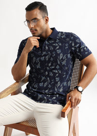 Pageant Blue Leaves and Buds Print