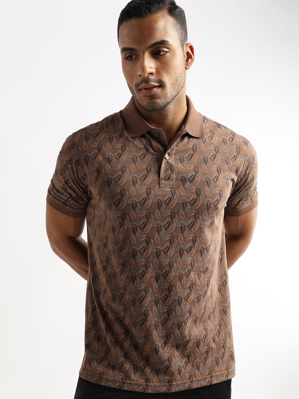 Cocoa Brown All Over Leaves Print