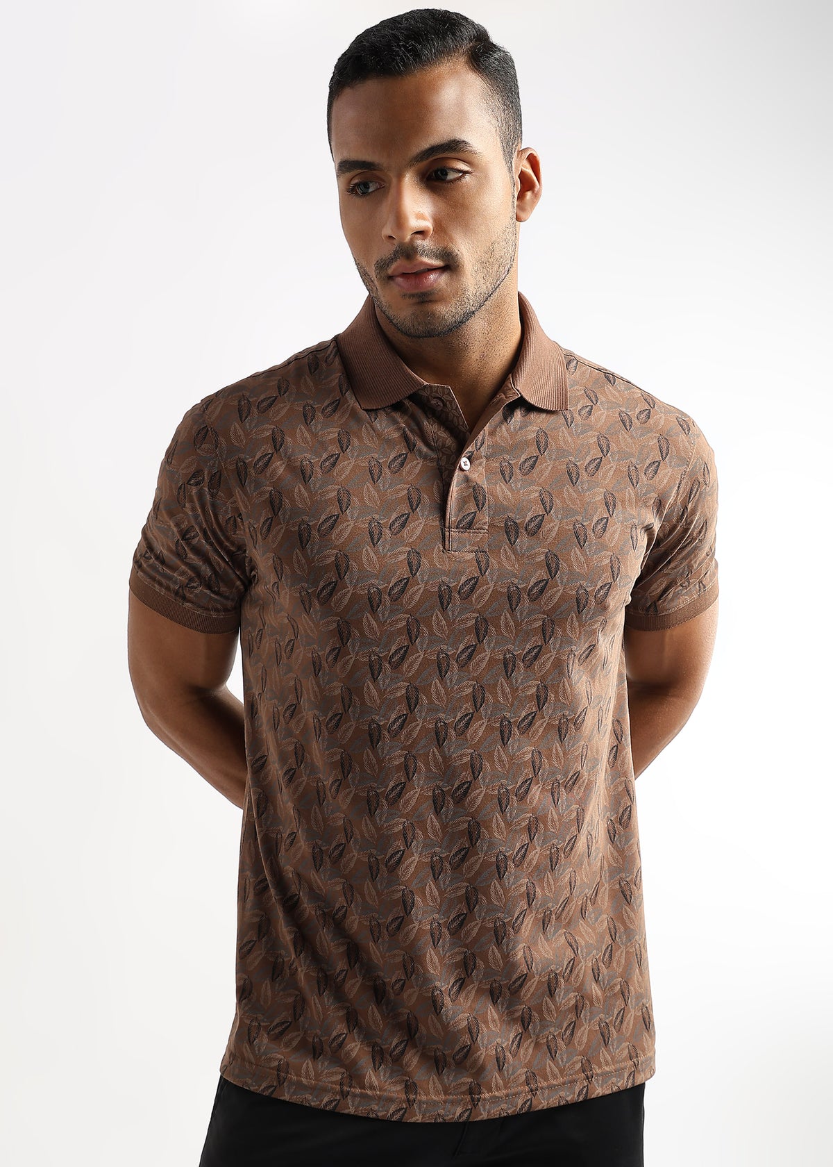 Cocoa Brown All Over Leaves Print