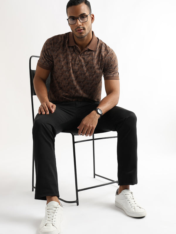 Cocoa Brown All Over Leaves Print