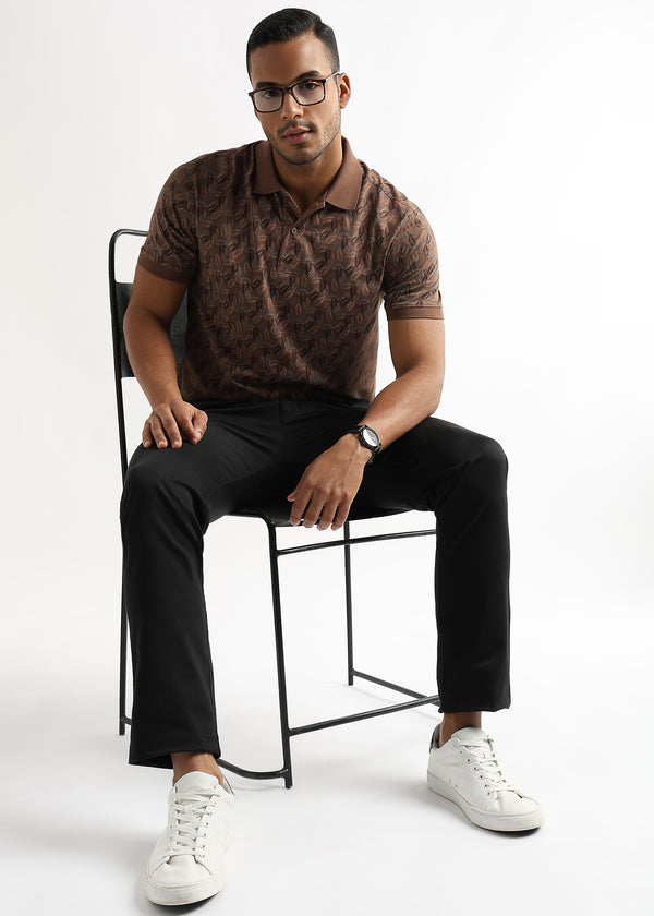 Cocoa Brown All Over Leaves Print