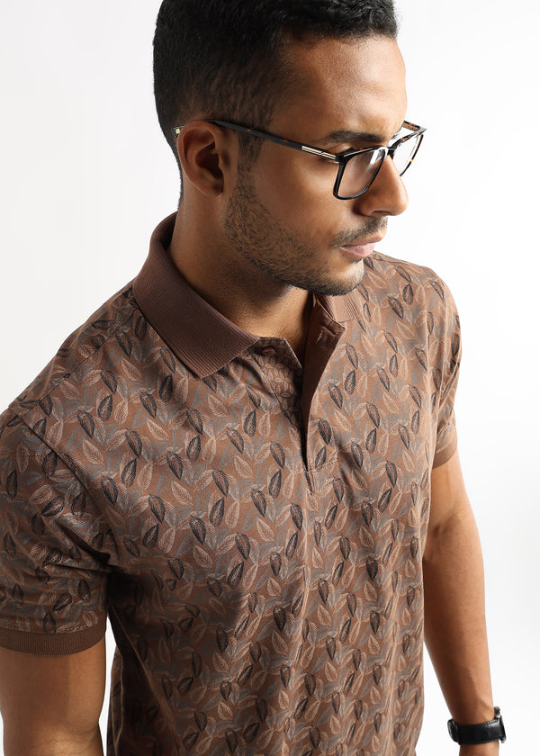 Cocoa Brown All Over Leaves Print