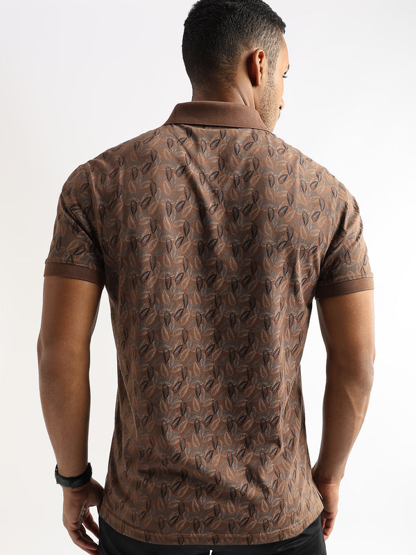 Cocoa Brown All Over Leaves Print