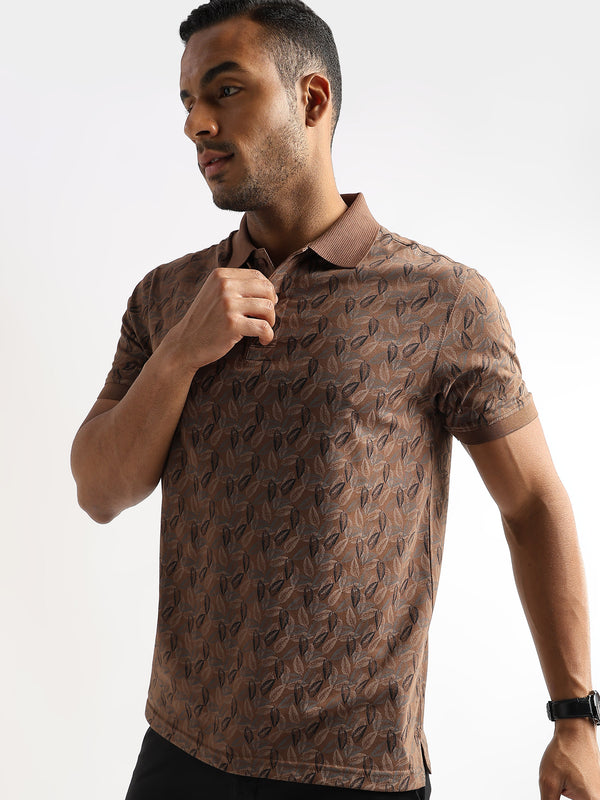 Cocoa Brown All Over Leaves Print