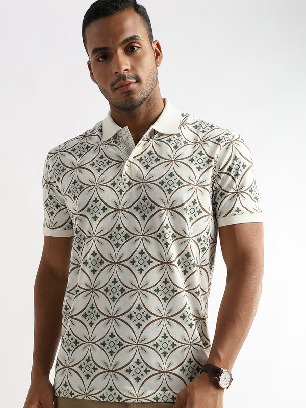 Coconut Milk White Endless Circles Print