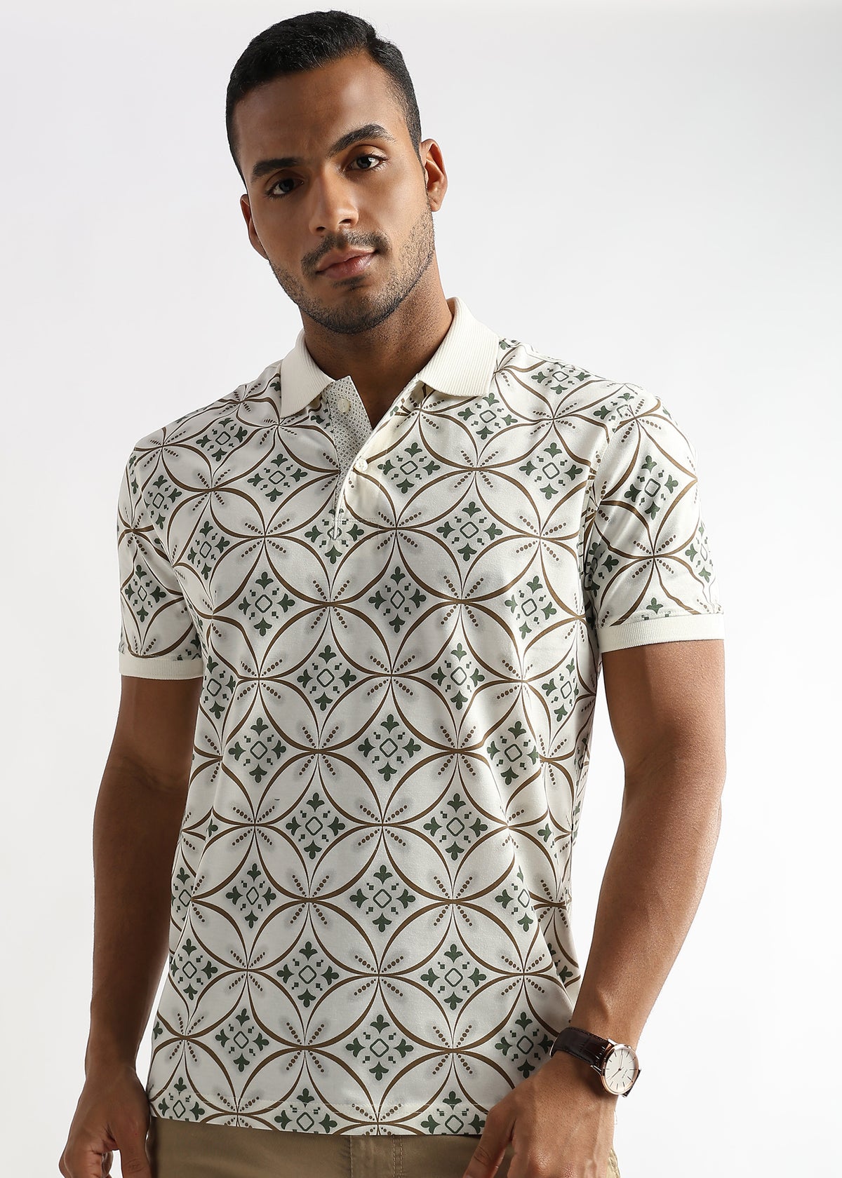 Coconut Milk White Endless Circles Print