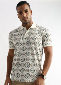 Coconut Milk White Endless Circles Print