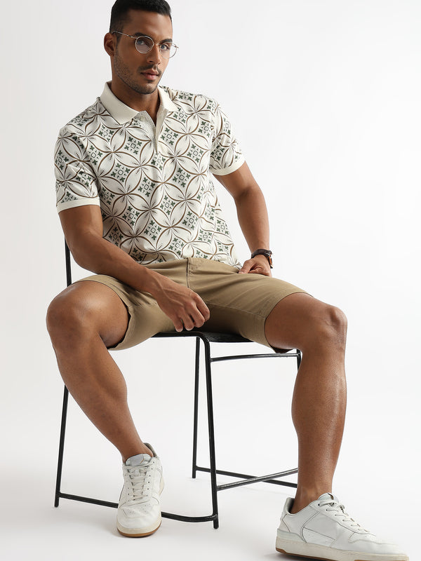 Coconut Milk White Endless Circles Print