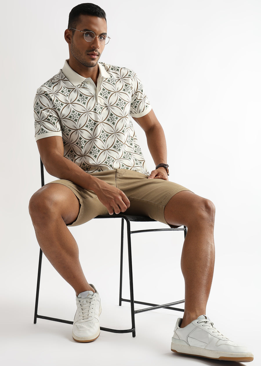 Coconut Milk White Endless Circles Print