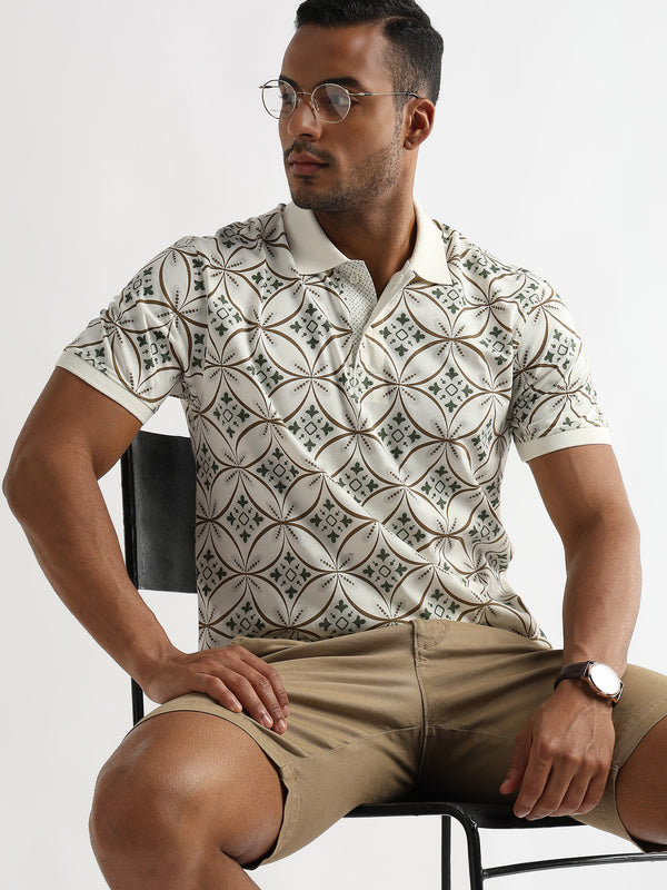 Coconut Milk White Endless Circles Print