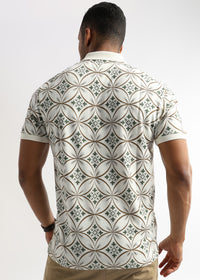 Coconut Milk White Endless Circles Print