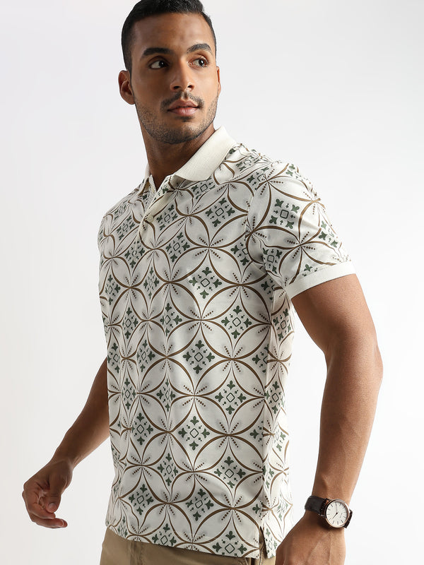 Coconut Milk White Endless Circles Print