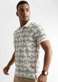 Coconut Milk White Endless Circles Print