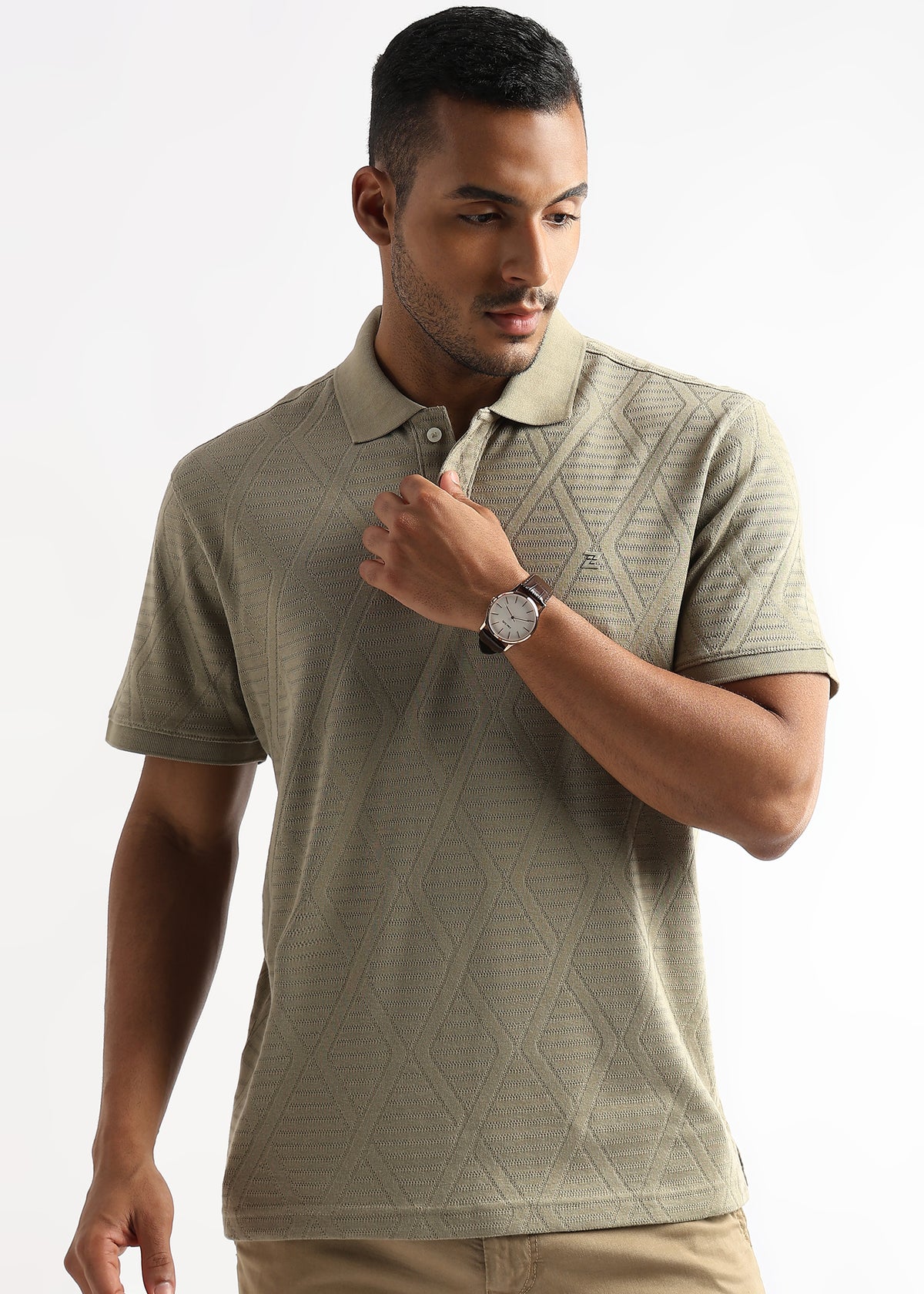Elm Green Diamond Knit Jacquard