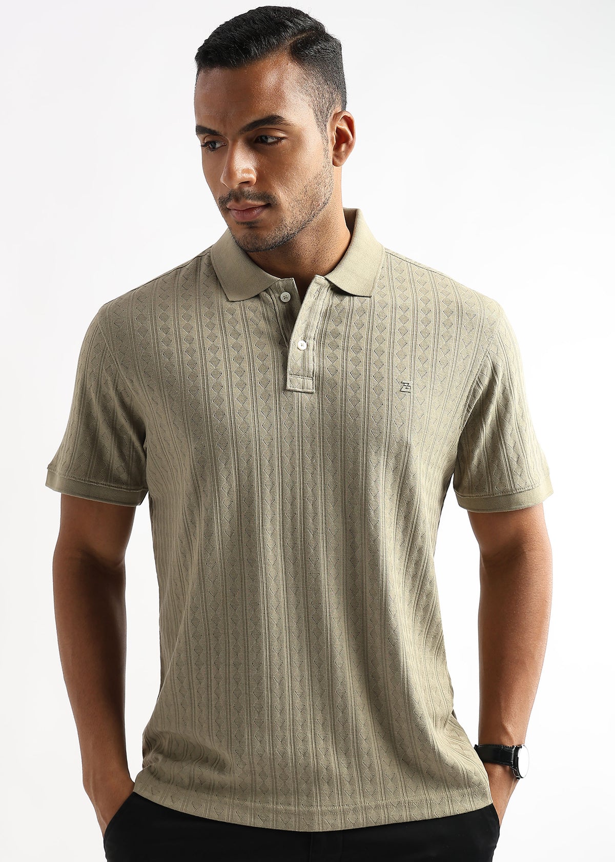 Elm Green Mini Diamond Knit Jacquard