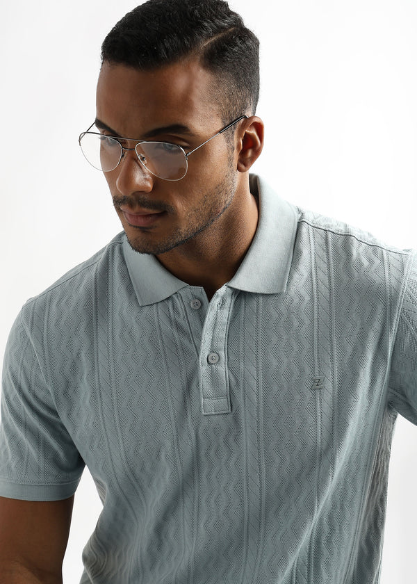 Ether Blue Zigzag Diamond Knit Jacquard