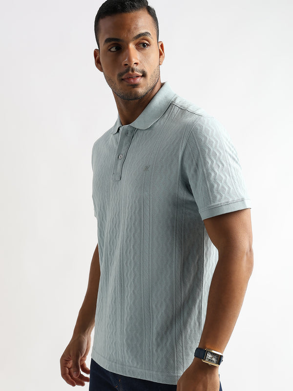 Ether Blue Zigzag Diamond Knit Jacquard