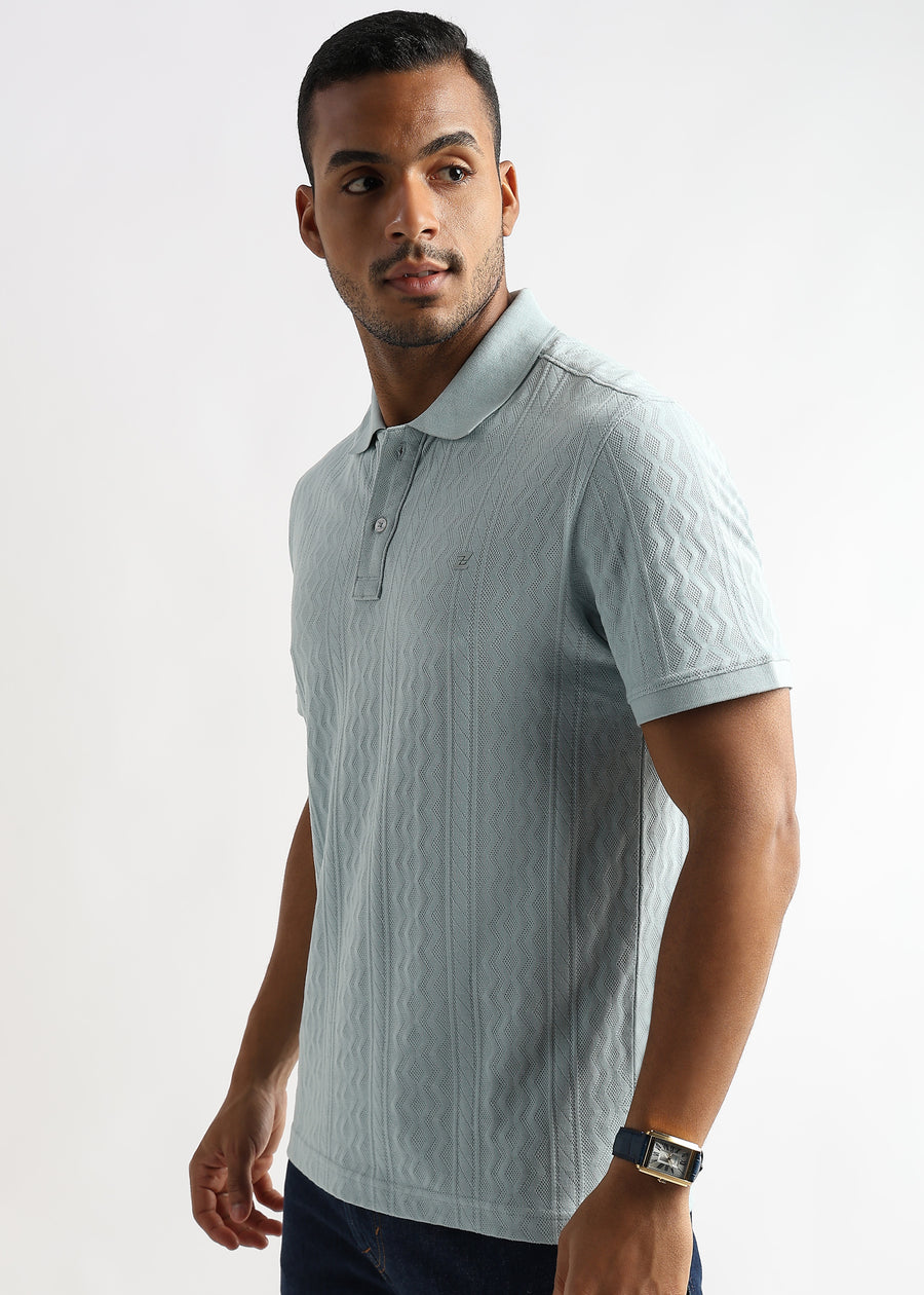 Ether Blue Zigzag Diamond Knit Jacquard