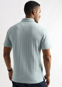 Ether Blue Zigzag Diamond Knit Jacquard