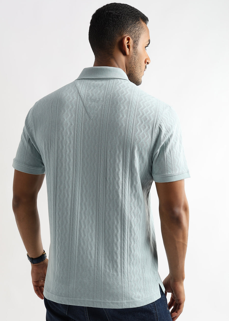 Ether Blue Zigzag Diamond Knit Jacquard